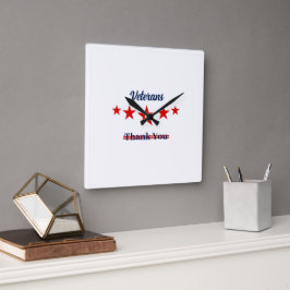 Happy Veterans Day Throw Clock Quadratische Wanduhr