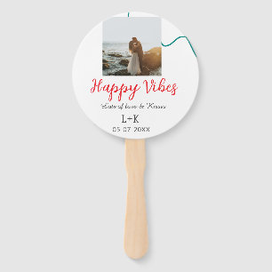 Happy Vibes Feiertagsamt Name Datum Hochzeit rot Fächer