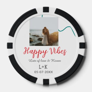 Happy Vibes Feiertagsamt Name Datum Hochzeit rot Pokerchips