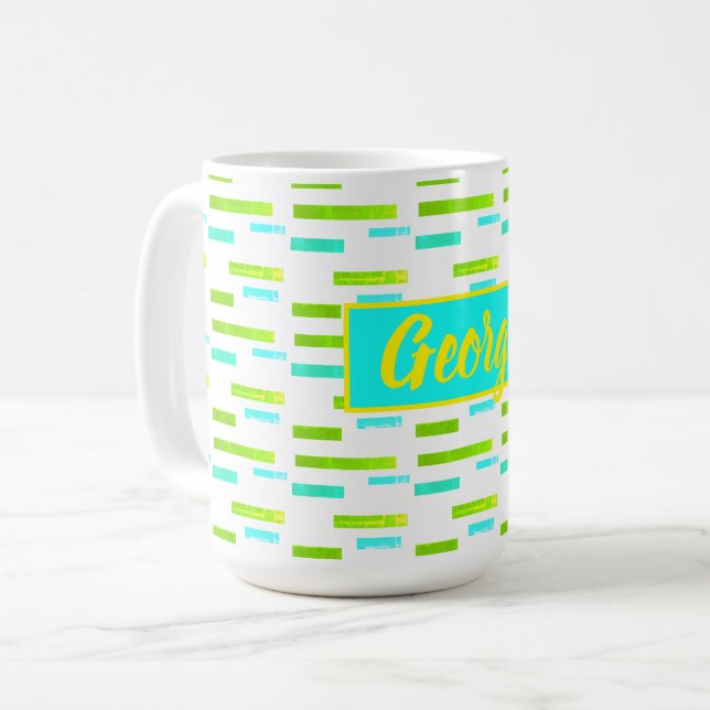 Happy Vibes George Ajouter Votre Nom Café Mug Cup (Devant gauche)