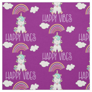 Happy Vibes Niedlich Lächeln Einhornmuster Stoff