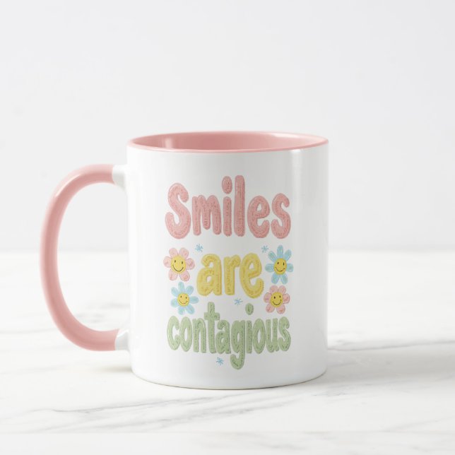 Happy Vibes Retro Smiles Are Contagious Tasse (Links)
