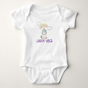 Happy Vibes Typografie Niedlich Lächeln Einhorn Baby Strampler