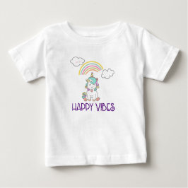 Happy Vibes Typografie Niedlich Lächeln Einhorn Baby T-shirt