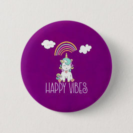 Happy Vibes Typografie Niedlich Lächeln Einhorn Button