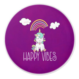 Happy Vibes Typografie Niedlich Lächeln Einhorn Keramikknauf