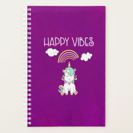 Happy Vibes Typografie Niedlich Lächeln Einhorn Planer