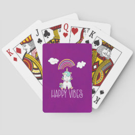 Happy Vibes Typografie Niedlich Lächeln Einhorn Spielkarten