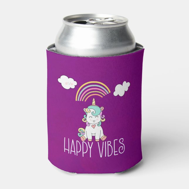 Happy Vibes Typografie Phantastisch Rainbow & Unic Dosenkühler (Kanne Vorderseite)