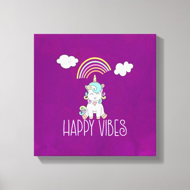 Happy Vibes Typografie Phantastisch Rainbow & Unic Leinwanddruck (Vorderseite)