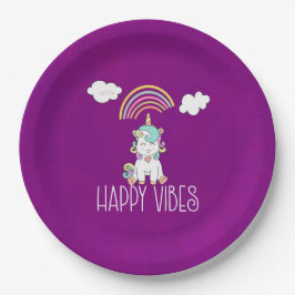 Happy Vibes Typografie Phantastisch Rainbow & Unic Pappteller