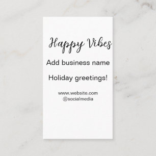 Happy vibes Weihnachtsfeiertage Grußgeschäft Visitenkarte
