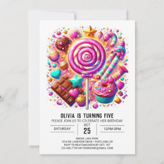 Happy Vibrany Candyland Digital Geburtstag Einladung
