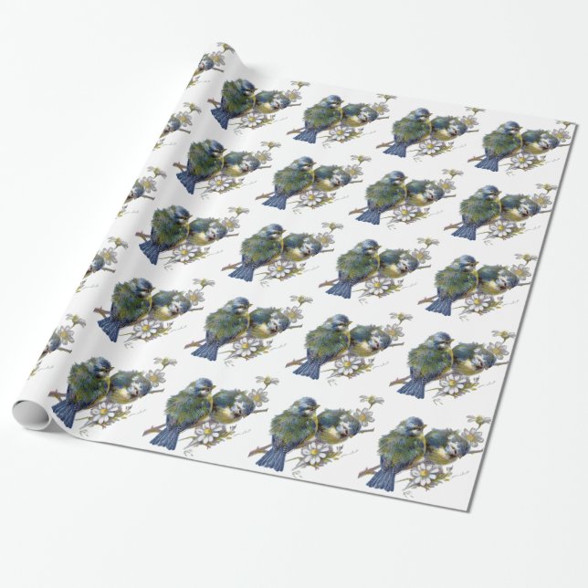 Happy Vintag Birds Geschenkpapier (Ungerollt)