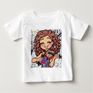 Happy Violin Girl Cartoon für Musikfans Baby T-shirt