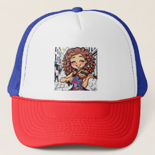 Happy Violin Girl Cartoon für Musikfans Truckerkappe