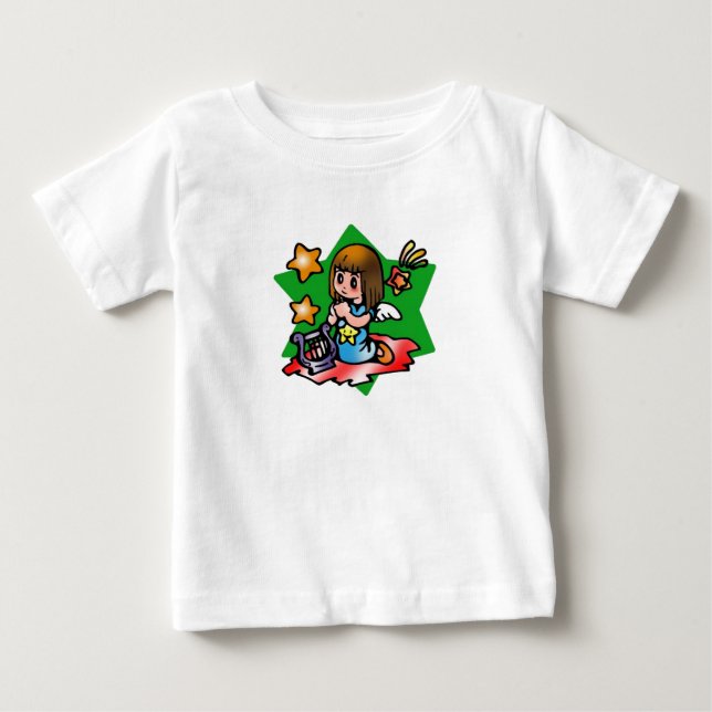 Happy Virgo Angel mit Harp Baby T-shirt (Vorderseite)