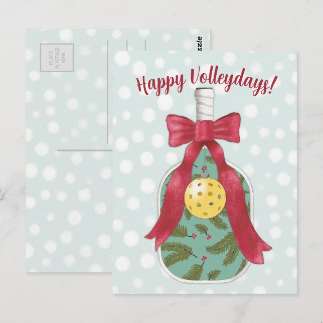 Happy Volleydays Pickleball thematische Urlaubskar Postkarte (Vorne/Hinten)