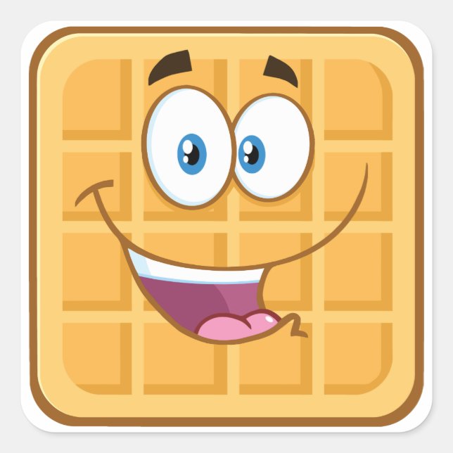 Happy Waffle Quadratischer Aufkleber (Vorderseite)