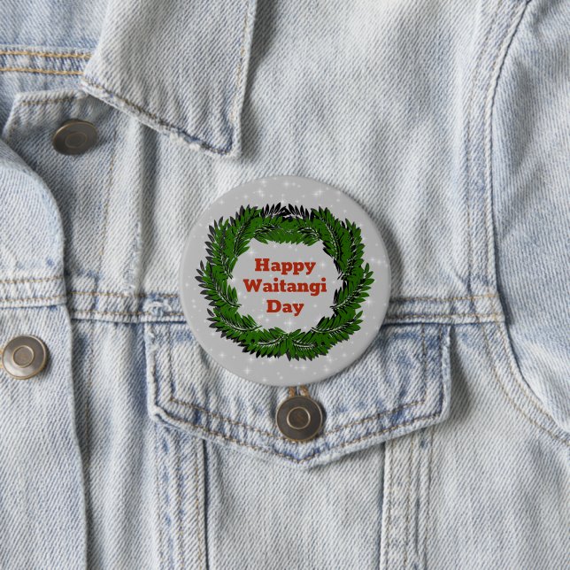 Happy Waitangi Day Fern Neuseeland Abzeichen Button (Beispiel)