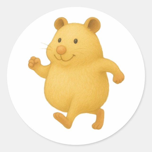 Happy Walking Hamster Sticker – Cute Animal Design (Vorderseite)