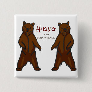 Happy Wandern im Freien Natur Grizzly Bär Button