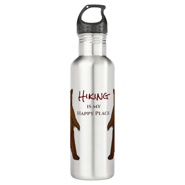 Happy Wandern Outdoor Wildlife Grizzly Bär Edelstahlflasche (Vorderseite)