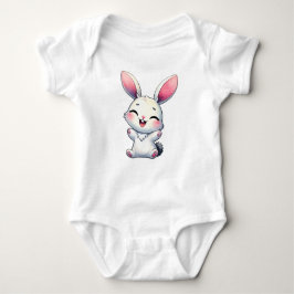 Happy Watercolor Bunny Baby Strampler