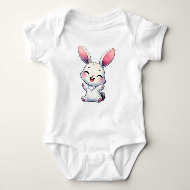 Happy Watercolor Bunny Baby Strampler (Vorderseite)