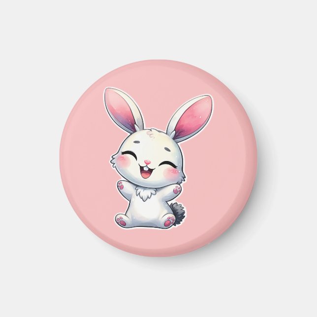 Happy Watercolor Bunny Magnet (Vorne)