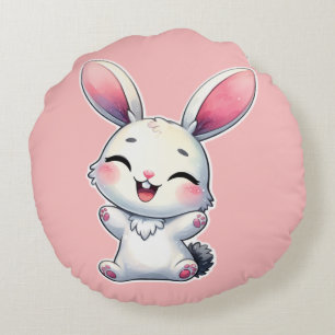 Happy Watercolor Bunny Rundes Kissen