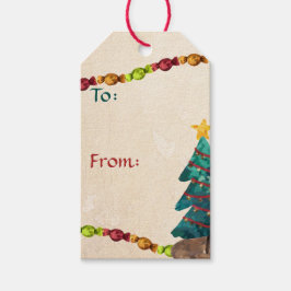 Happy Watercolor Christmas To From Geschenkanhänger