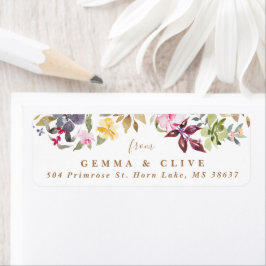 Happy Watercolor Florals Wedding Rücksendeadresse