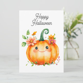 Happy Watercolor Pumpkin in Blume zu Halloween