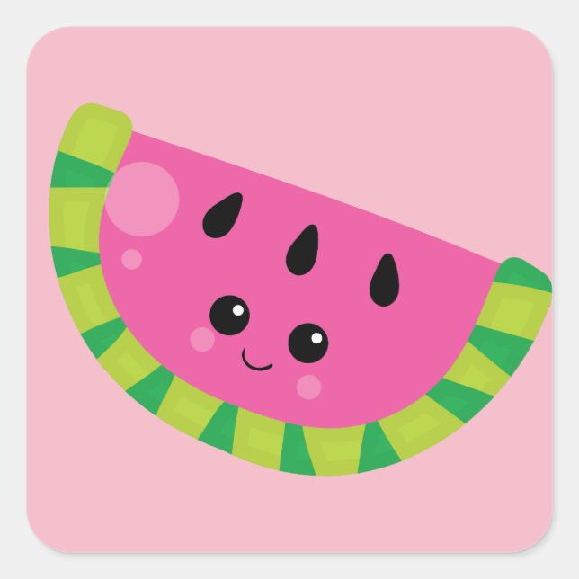 Happy Watermelon Quadratischer Aufkleber (Vorderseite)