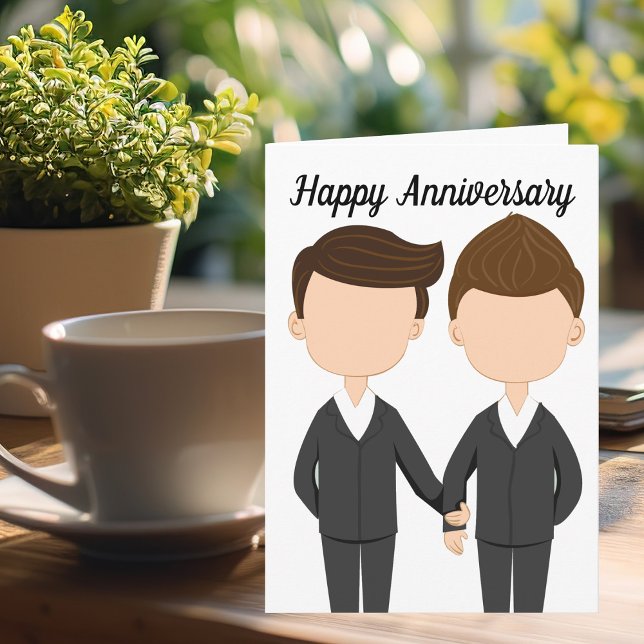 Happy Wedding Anniversary Gay Men Couple Karte (Von Creator hochgeladen)