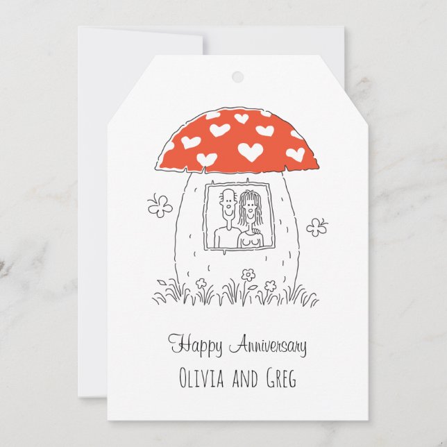 Happy Wedding Anniversary Heart Mushroom Card (Vorderseite)