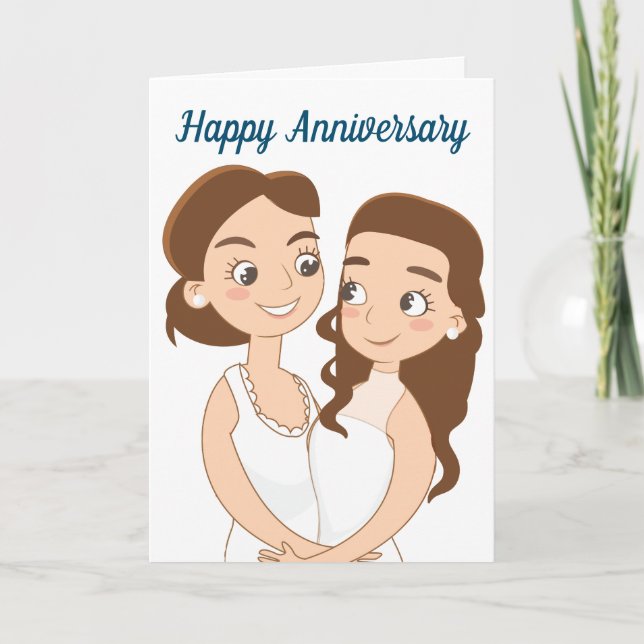Happy Wedding Anniversary Lesbian Couple Karte (Vorderseite)