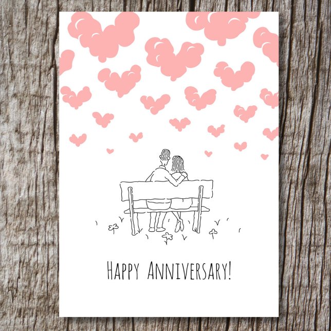 Happy Wedding Anniversary Married Couple Hearts Karte (Von Creator hochgeladen)