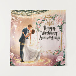 Happy Wedding Anniversary Mural #2 Wandteppich