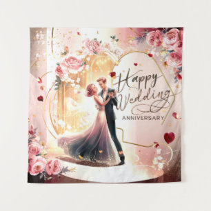 Happy Wedding Anniversary Mural #4 Wandteppich