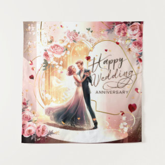 Happy Wedding Anniversary Mural #4 Wandteppich