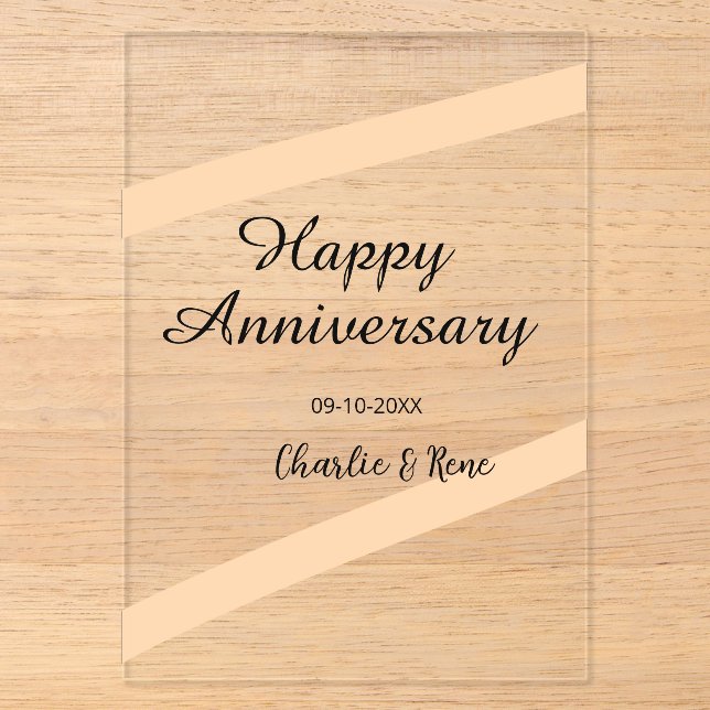 Happy wedding anniversary orange pastel lines name acryleinladungen (Vorderseite)