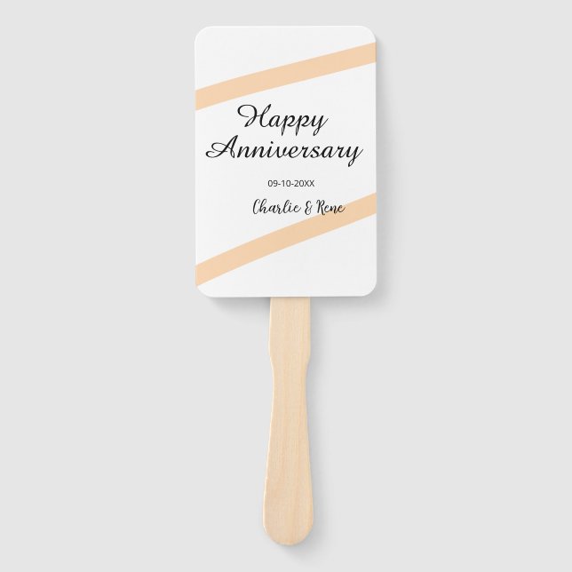 Happy wedding anniversary orange pastel lines name fächer (Vorderseite)