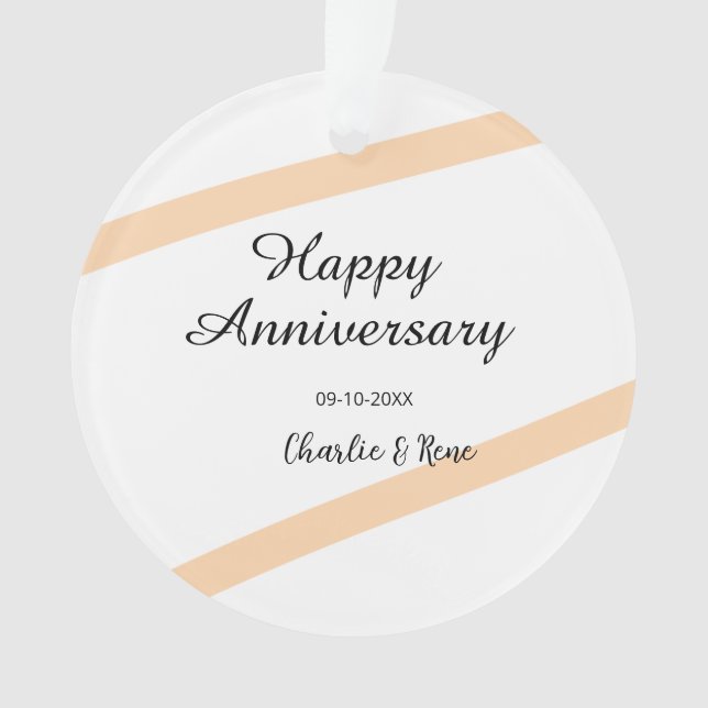 Happy wedding anniversary orange pastel lines name ornament (Vorderseite)