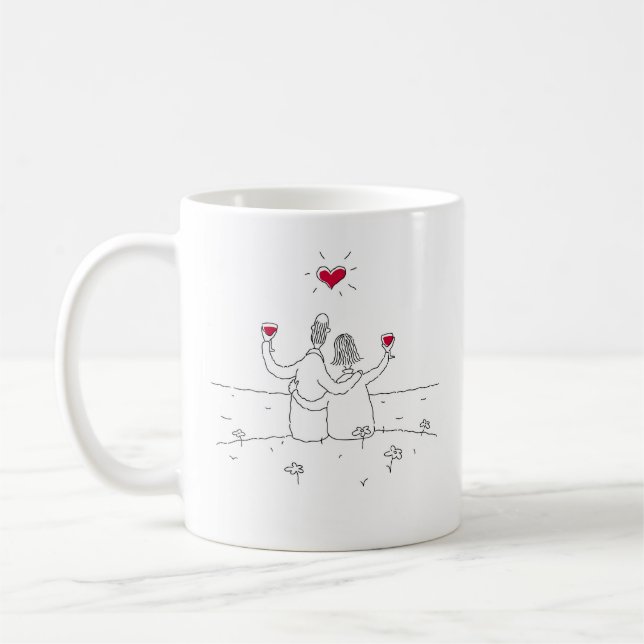Happy Wedding Anniversary Red Heart Verheirateten  Kaffeetasse (Links)