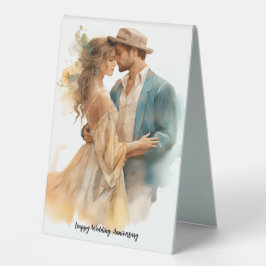 Happy Wedding Anniversary Table Zelt Sign Tischaufsteller