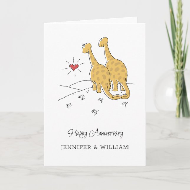 Happy Wedding Anniversary Verheiratet Dinosaurier  Karte (Vorderseite)