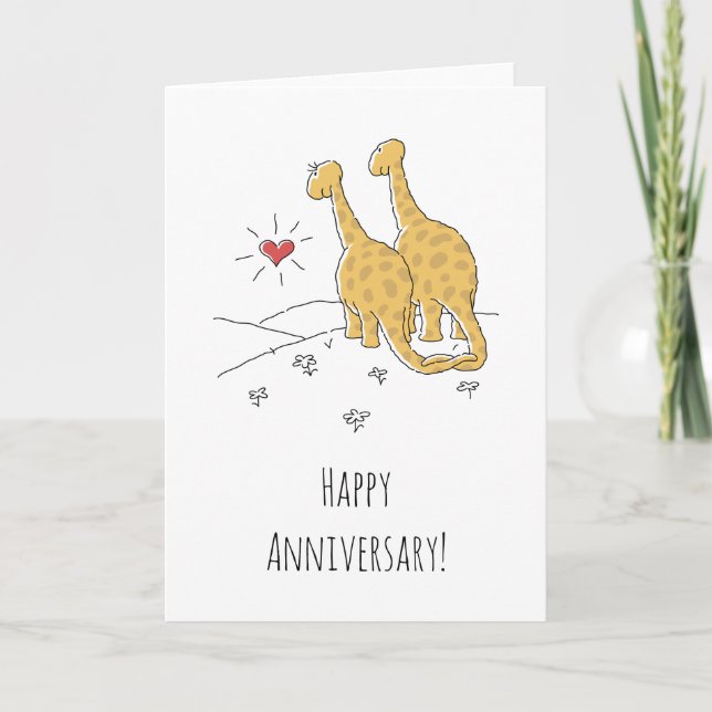 Happy Wedding Anniversary Verheiratet Dinosaurier  Karte (Vorderseite)