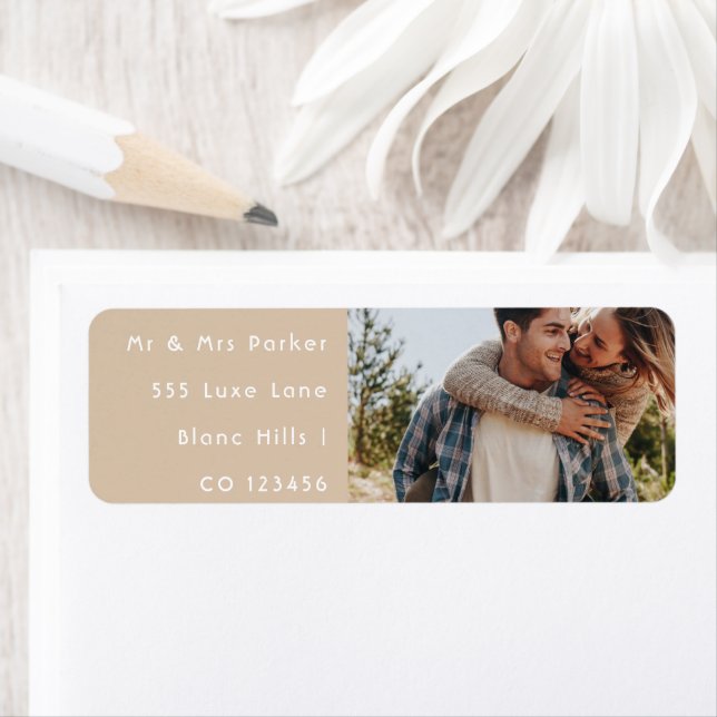 Happy Wedding Couple Photo Return Address (Insitu)